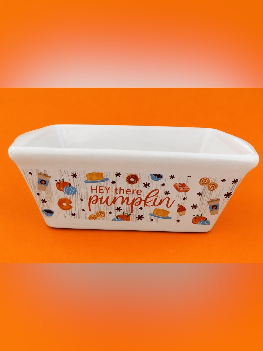 Royal Norfolk “Hey There Pumpkin” Mini Loaf Pan NOS Ceramic Dish 🧡🤎🧡